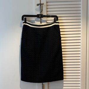 Milly Black Quilted Pencil Skirt with Cream Waistband